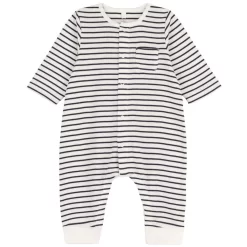 PETIT BATEAU Striped One-piece Marshmallow/Smoking