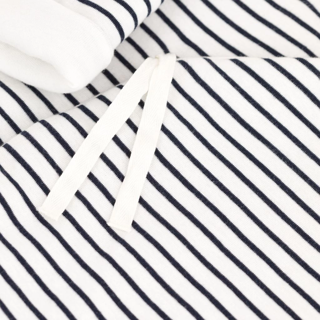 PETIT BATEAU Padded Striped Onesie Marshmallow/Smoking 4 PETIT BATEAU Padded Striped Onesie Marshmallow/Smoking - Image 4