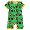Småfolk Printed Romper With Tractors Green