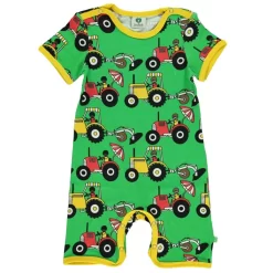 Småfolk Printed Romper With Tractors Green