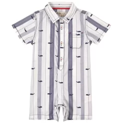 Hatley Nautical Whales Romper White