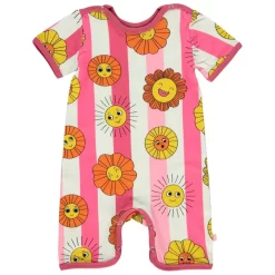 Småfolk Striped Printed Romper Pink