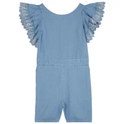 Chloé Logo Detail Romper Denim Blue