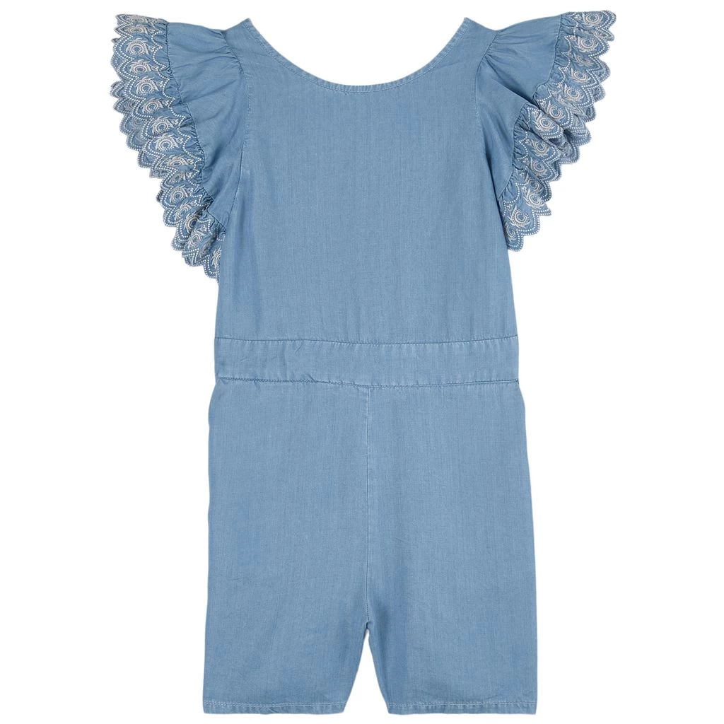 Chloé Logo Detail Romper Denim Blue 1 Chloé Logo Detail Romper Denim Blue