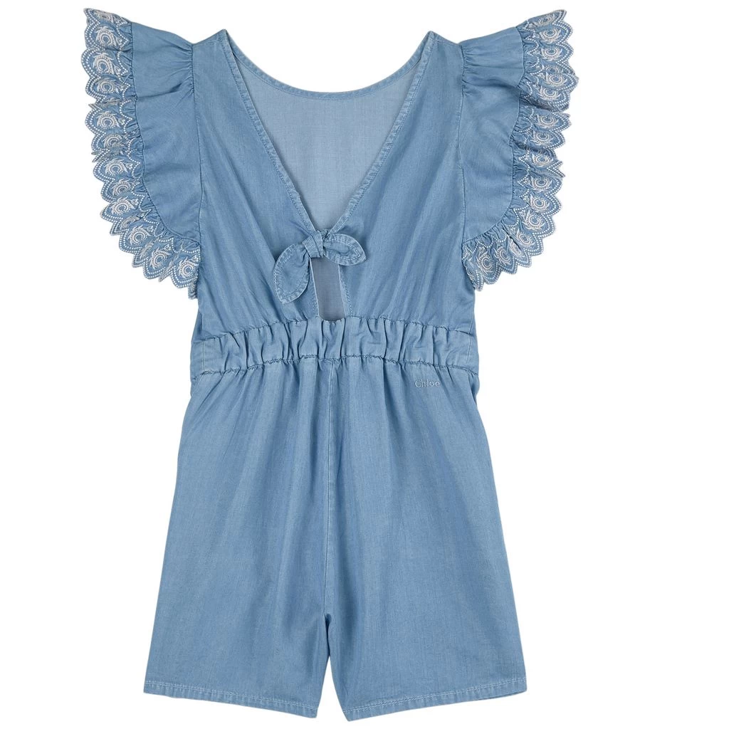 Chloé Logo Detail Romper Denim Blue 2 Chloé Logo Detail Romper Denim Blue - Image 2