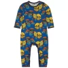 Småfolk Tractor Printed Onesie Blue Lolite