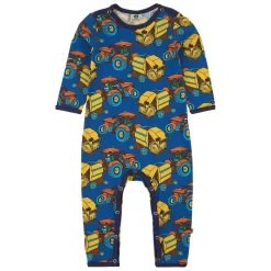 SmÄfolk Tractor Printed Onesie Blue Lolite
