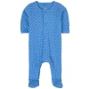 PETIT BATEAU Dotted Footed Baby Body Blue