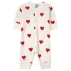 PETIT BATEAU Heart Print One-piece Cream