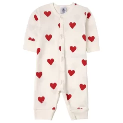 PETIT BATEAU Heart Print One-piece Cream