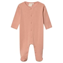 Patterned Footed Baby Body Salmon