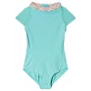 Alisha Cap Sleeve Leotard Teal/Gelato Weave
