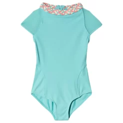 Alisha Cap Sleeve Leotard Teal/Gelato Weave