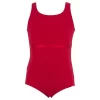 Red Round Neck Leotard With Belt