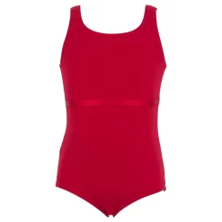 Red Round Neck Leotard With Belt