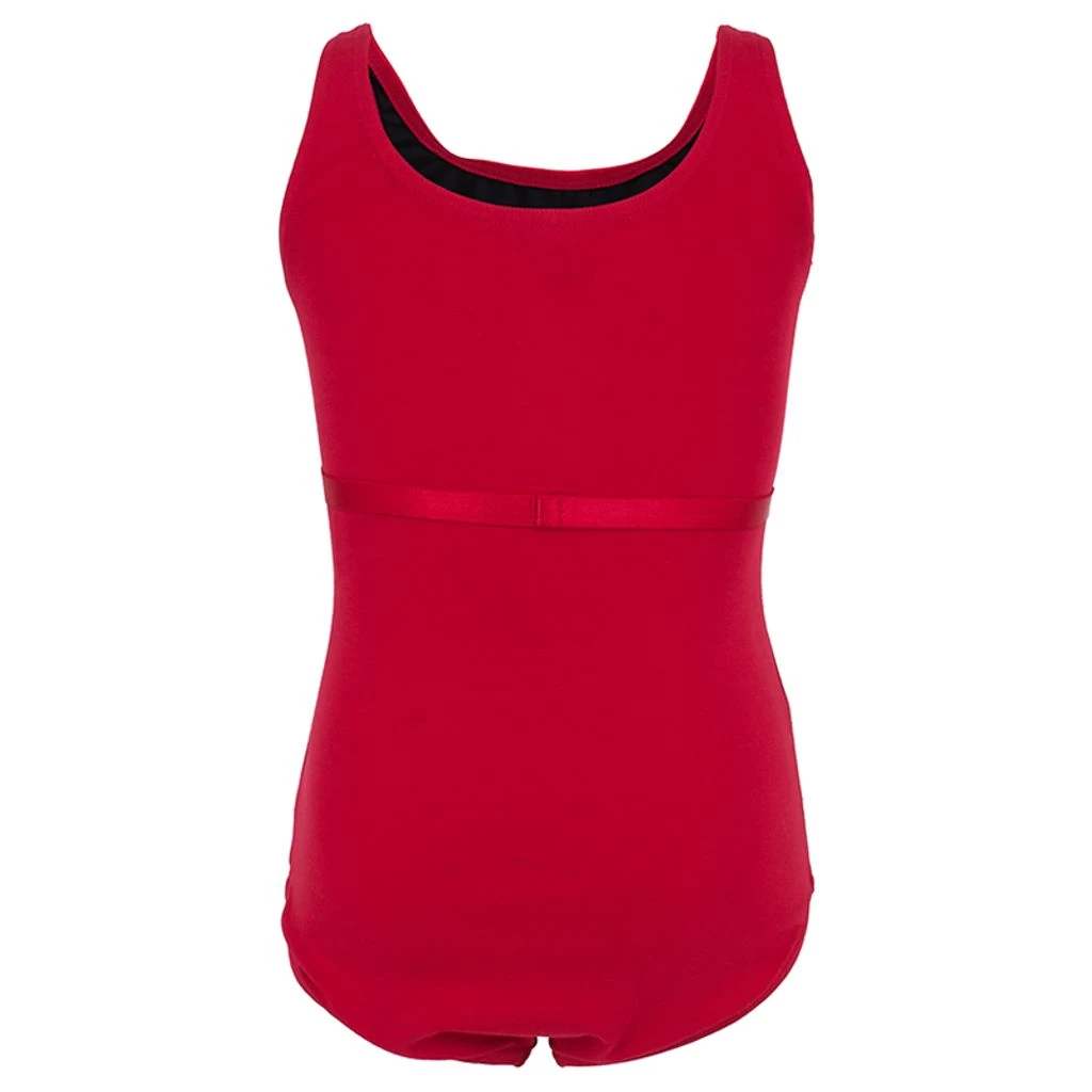 Red Round Neck Leotard With Belt 2 Red Round Neck Leotard With Belt - Image 2
