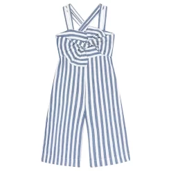Mayoral Stripe Linen Jumpsuit Blue/White
