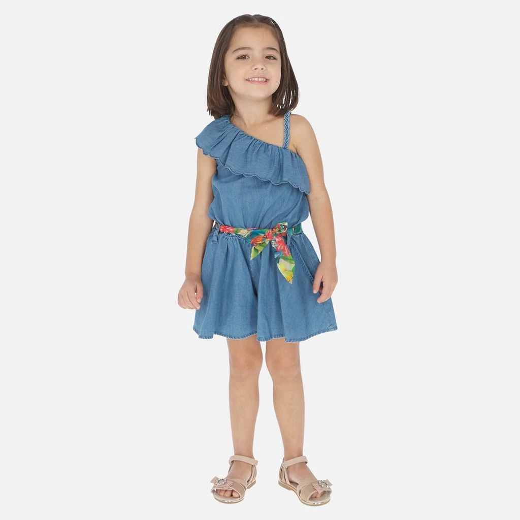 Mayoral Chambray Ruffle Romper Blue 2 Mayoral Chambray Ruffle Romper Blue - Image 2
