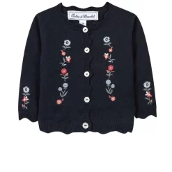TARTINE ET CHOCOLAT Embroidered Floral Cardigan Navy