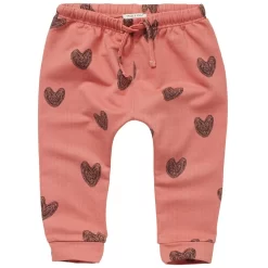 Ribbed Printed Baby Pants Faded Rose
