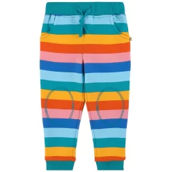Frugi Snug Sweatpants Mid Pink Rainbow Stripe