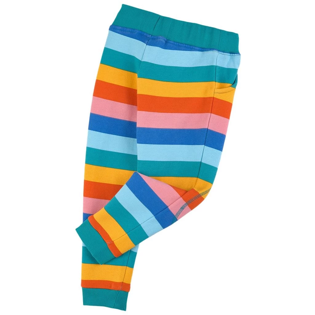 Frugi Snug Sweatpants Mid Pink Rainbow Stripe 2 Frugi Snug Sweatpants Mid Pink Rainbow Stripe - Image 2