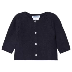 Jacadi Garter Stitch Cardigan Navy