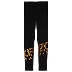 Kenzo Black And Rose Gold Logo Leggings