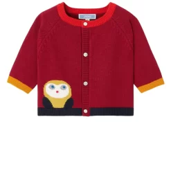 Jacadi Mateo Knitted Baby Cardigan Rouge/Multico