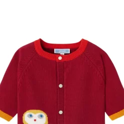 Jacadi Mateo Knitted Baby Cardigan Rouge/Multico -PETIT BATEAU Store 1024x1024 409