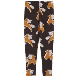 Mini Rodini GOTS Horses Printed Leggings Black