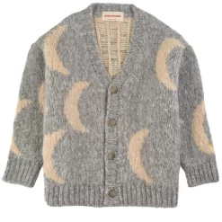 Bobo Choses Moon Printed Knit Cardigan Gray