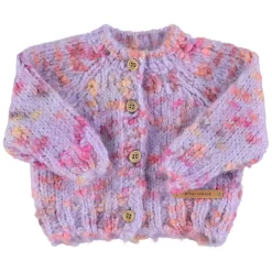 Knitted Cardigan With Button Closure Lilac