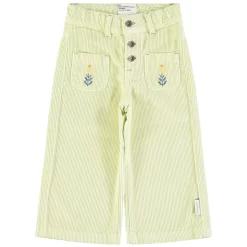 Corduroy Pants With Floral Print Green Lime