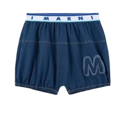 Marni Branded Denim Shorts Blue