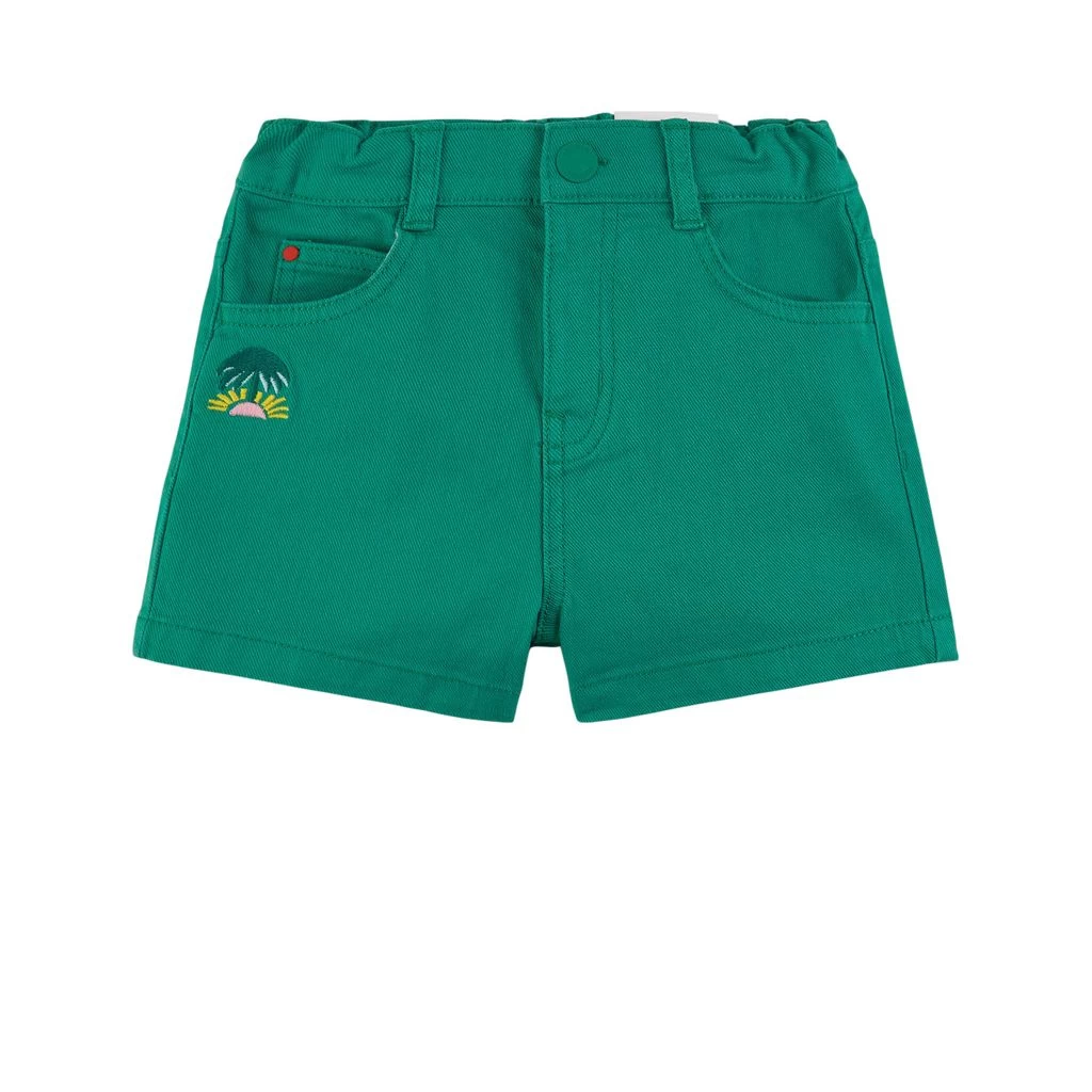 CATIMINI Embroidered Denim Shorts Green 1 CATIMINI Embroidered Denim Shorts Green