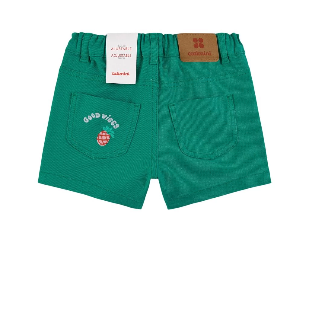 CATIMINI Embroidered Denim Shorts Green 2 CATIMINI Embroidered Denim Shorts Green - Image 2