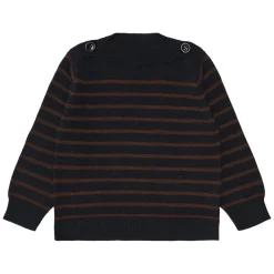Striped Knit Sweater Dark Navy/Amber