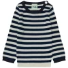 Striped Knit Sweater Ecru/Royal Blue