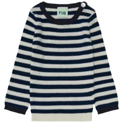 Striped Knit Sweater Ecru/Royal Blue