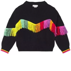 Stella McCartney Kids Knit Sweater With Fringes Black