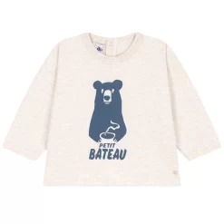 PETIT BATEAU Long Sleeved Graphic T-shirt Beige