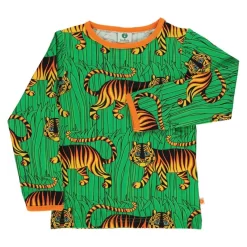 SmÄfolk T-Shirt With Tiger Print Green