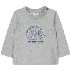 TARTINE ET CHOCOLAT Long Sleeved Graphic T-shirt Gray Melange