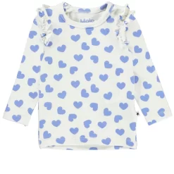 Molo GOTS Emma Printed Baby T-Shirt Blue Hearts