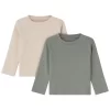 2-Pack Tia T-Shirts Off White/Sage Green