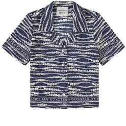 Les Coyotes De Paris Aiko Floral Waves Print Blouse Blue