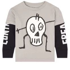Goofy Skull Graphic T-Shirt Gray