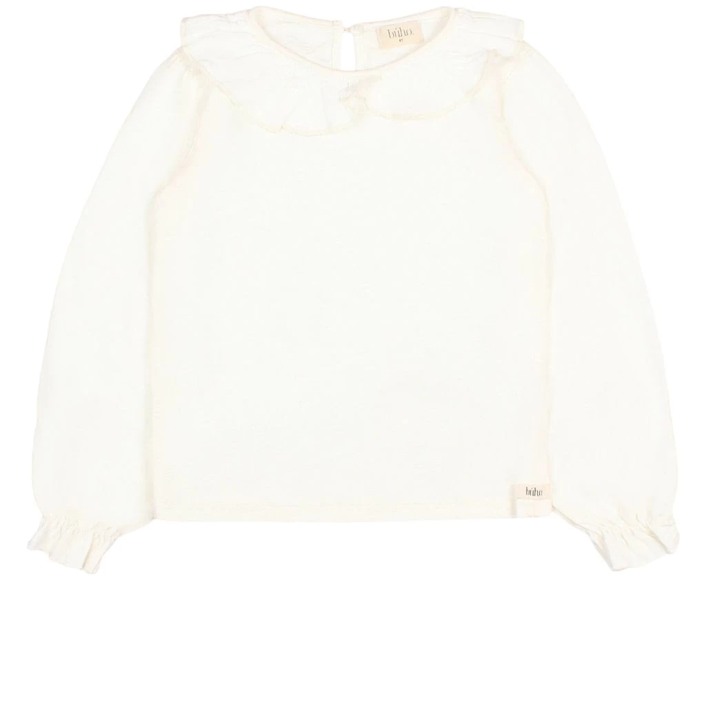 Long Sleeved T-Shirt With Collar Ecru 1 Long Sleeved T-Shirt With Collar Ecru