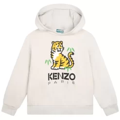 Kenzo Hoodie With Tiger Print Cream